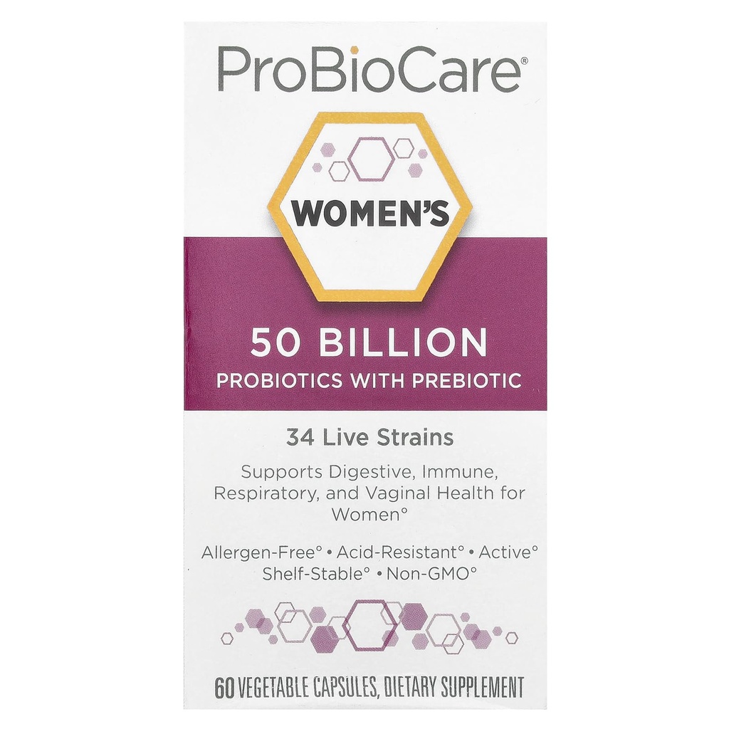 ProBioCare Progories for Women, 50 Milyar CFU Multi- Strain Probiotic Suplement, Supports Digetial, Imunity, Respiratory, and Vaginal Health for Women, Gluten Free, 60 Kapsul