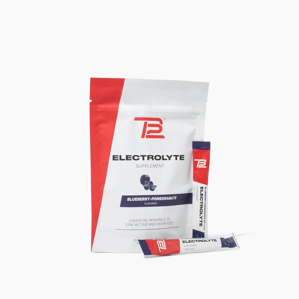 TB12 Electrolytes Powder Pawet Blueberry Paxete - Mineral- Rich Electrolite Powder untuk Fast Hydration oleh Tom Brady - Natural, Low Sugar, Vegan, Gluten-Free, Easy to Mix - 15 Stickpacks