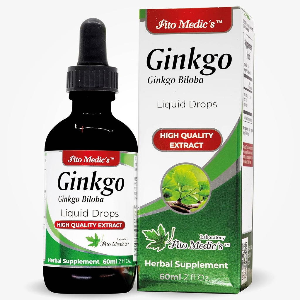 Lab FITO MEDIC - Ginkgo biloba, untuk Memory and Concentration, Murni - Ginkgo Biloba Ekstraksi -Ultra tinggi Absorpsi, Alkohol Bebas alkohol.