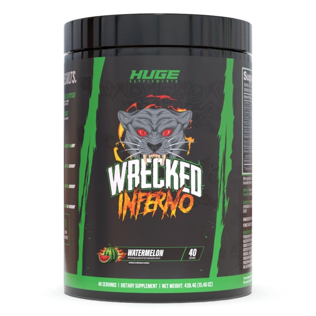 Wrecked Inferno - Thermogenic Pre Workout Bagi Pria & Women, Increase Energy, Boost Thermogenesis & Metabolisme, Enhance Exercise Performance - Berisi L- Citrulline, L- Carnitine, Beta- Alanine & More