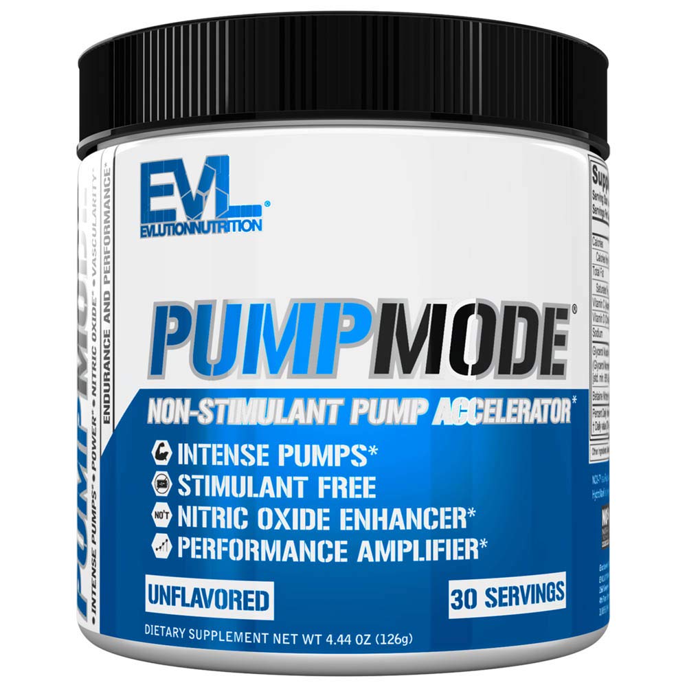 EVL PumpMode Nitric Oxide Suplement - Nitric Oxide Booster Pompa Poster Workout Powder dengan Glycerol dan Betaine untuk Pemulihan Otot dan Endurance - Stim Free Pre Workout Drink (Unflashed)