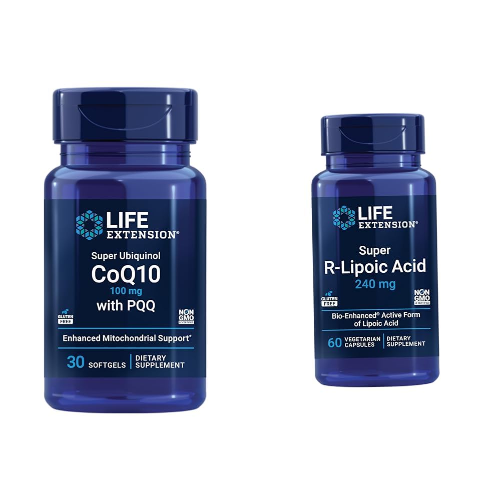 Ekstensi Hidup Super Ubiquinol CoQ10 dengan PQQ, CoQ10, PQQ, shilajit, Heart Health & Super R-Lipoic Acid - Suplemen Panjang Umur untuk Pertahanan Stress Otxidative
