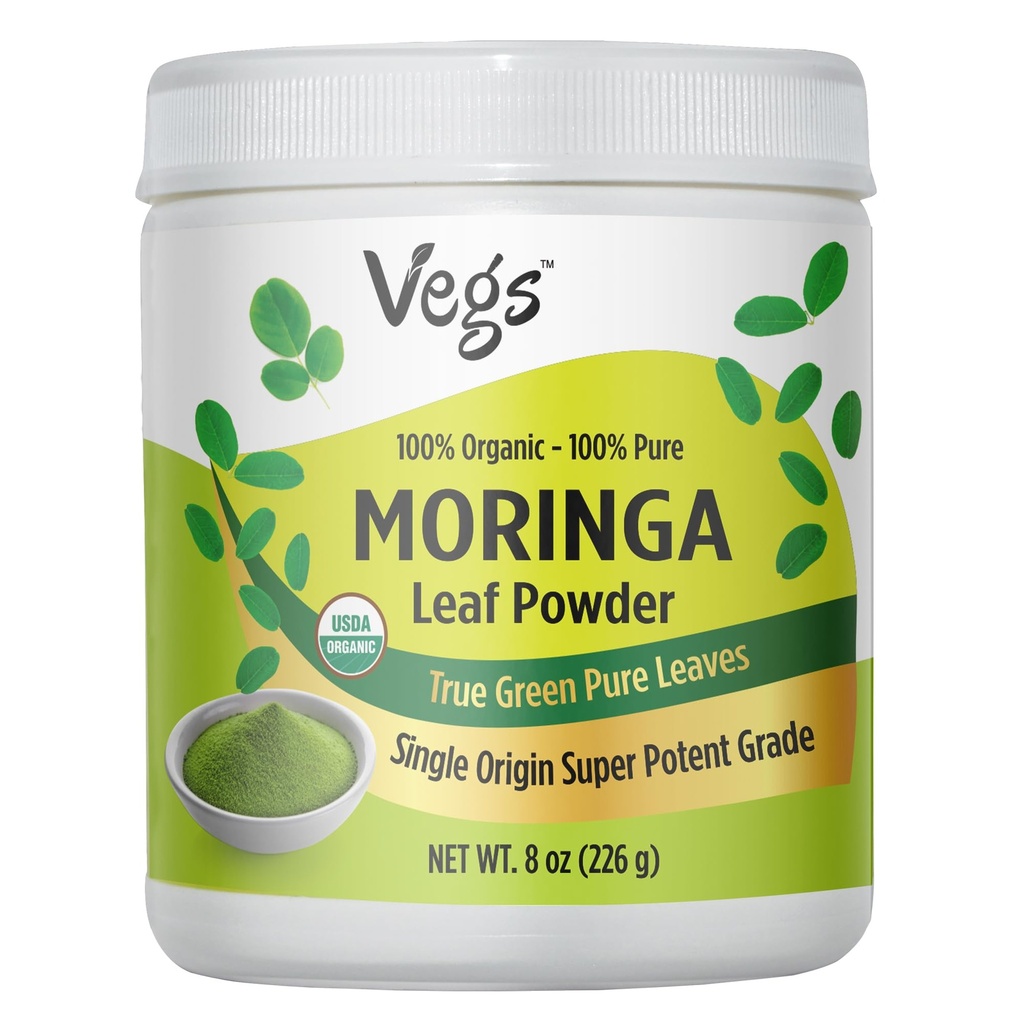 Bubuk Moringa, The Real Green Freeze Dry Moringa Leaves Organic, Rich Antioxidants, Amino Acids & Nutrients Dese - Native Single Origin, Premium Harvest Moringa Oleafera Powder, 8 oz