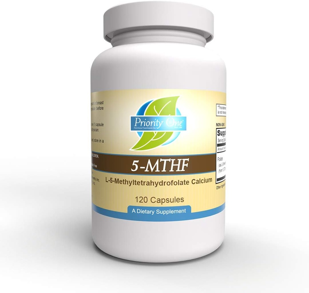 Prioritas Satu Vitamin 5-MTHF 1mg Tambahan Biovailable Formulir Vitamin B9 120 Vegetarian Capsules [6] -5- Methyltetrahydrofolate Methylation