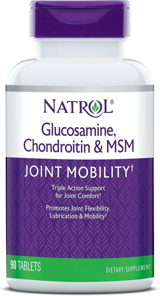 Natrol Glucosamine, Chondroitin dan MSM, Joint Mobility, Tablet, 90 Count (Paket 12)