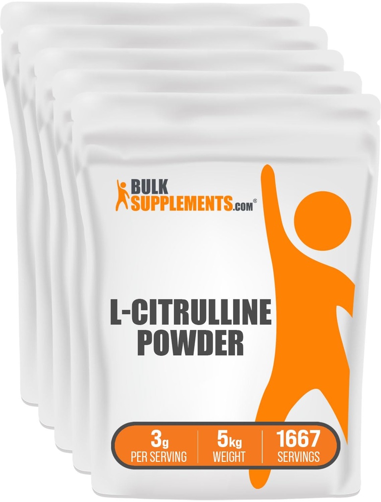 Suplemen BulkSuplements.com L- Citrulline - Tambahan Citrulline, Suplemen Nitric Oxide - Tanpa Rasa & Gluten Bebas - 3g per Pelayan, 1kg (Paket 5) (11 lbs)