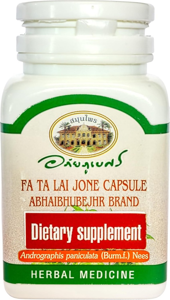 Andrographis Paniculata Herbal Dieter Suplemen, 60 Capsules, FA Ta Lai Jone (Echinacea India, Chuan Lian, Chiretta, Kalmegh). Diimpor dari Thailand.