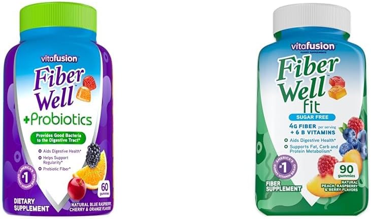 Vitafusion Fiber Well + Progories 60 Count and Fiber Well Fit 90 Count Gummy Vitamin Bundles