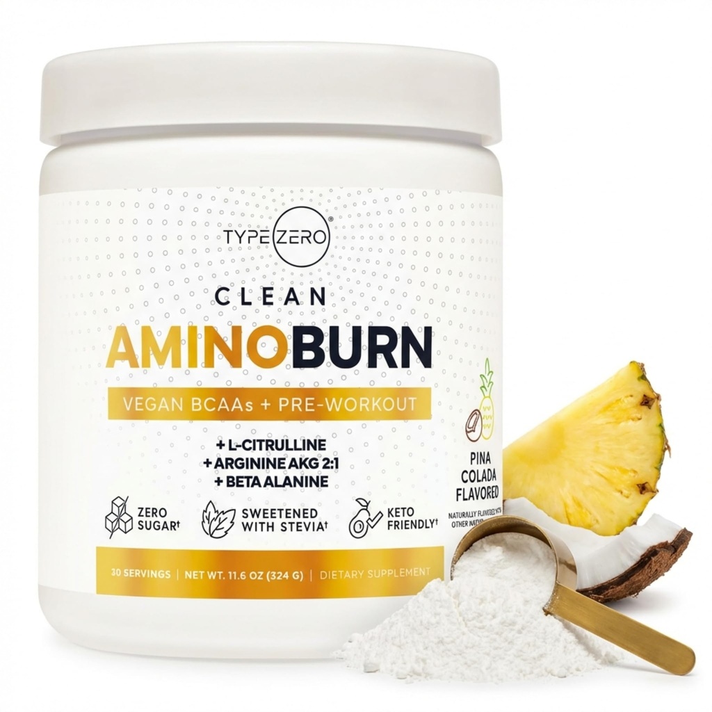 Tipe Zero Amino Burn Vegan BCAAs + Pre-Workout (Pina Colada Flavored)
