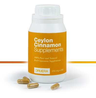 Dru Era Ceylon Cinnamon Suplemen 250mg X 240 Capsules dengan 100% Alba Cinnamon Powder & Dispatch dari Ceylon oleh DRUERA (1)
