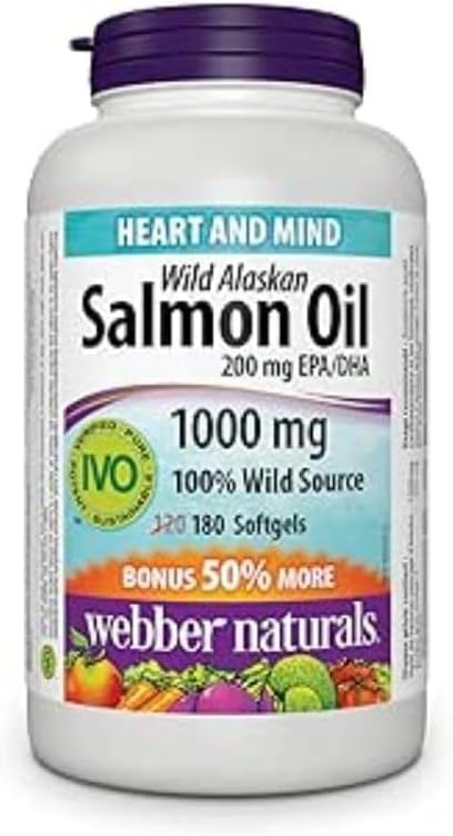 Webber Wild Alaska Salmon Oil Softgel, 200mg 180 Count