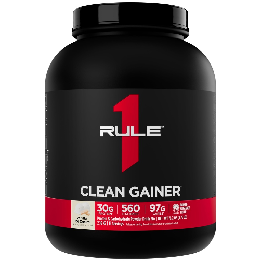 Aturan 1 Bersihkan Gainer - Tinggi Protein Gain Formula dengan 560 Kalories, 30g Full-Spectrum Protein, Lebih dari 90g Carbs, Under 6g of Fat (15 Pelayan, Vanilla Ice Crème)