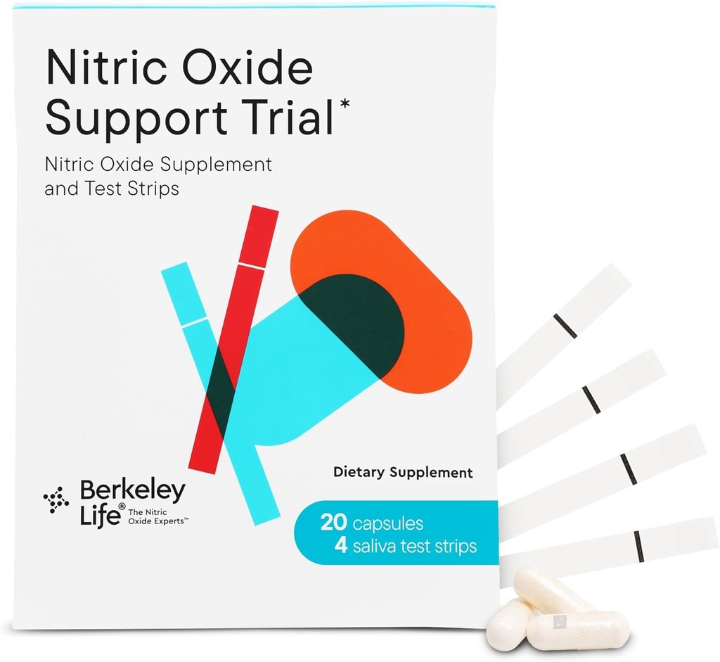 Berkeley Life Professional - Nitric Oxide Booster & Test Strips - 20 Day Capsules dan 4 Test Strips - Trial Pack
