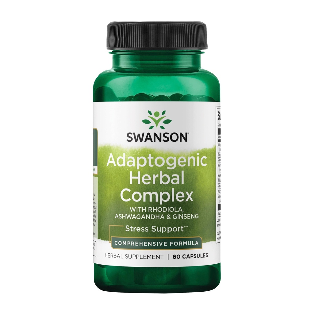 Swanson Rhodiola Ashwagandha Ginseng Complex Energy Immune Fungsi Sistem Peka Stress Dukungan Adaptogen Herb Tambahan 60 Kapsul