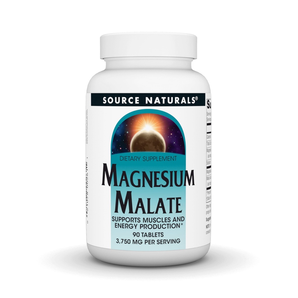 Source Magnesium Malate, Supports Muscles and Energy Production *, NonGMO, Vegetarian FriendMagnesium Suplemen, 3.750 MG per Serving - 90 Tablet