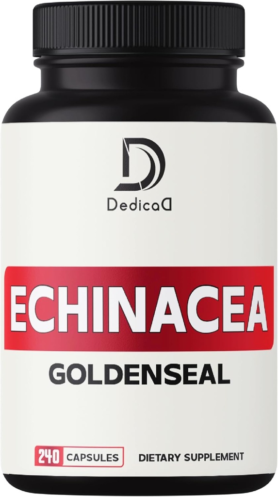 1000mg Echinacea Goldenseal Capsules- 240 Counts of 4 Month Supply - Dukung Imune System, Wells & Overal Health