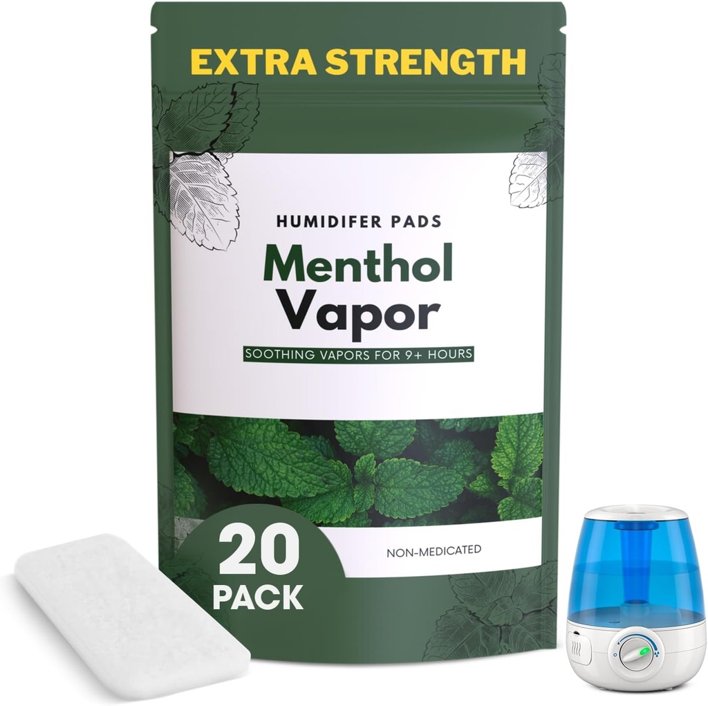 Ekstra Kekuatan [20 Paket] Menthol Eucalyptus Humidifier Pads - Universal Vapor Pads untuk Semua Vks, Crane, Models Lainnya - Pengganti Vapopad Natural Waterless - Pads - Cold / Flu Symptoms
