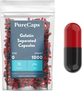 PureCaps USA - Kosong Geltin Kapsules Ukuran 0 = 124; 1.000 Pill Terpisah = 124; Hitam / Merah 124; Non-GMO Disertifikasi 124; SLS, Gluten, Preservative Bebas