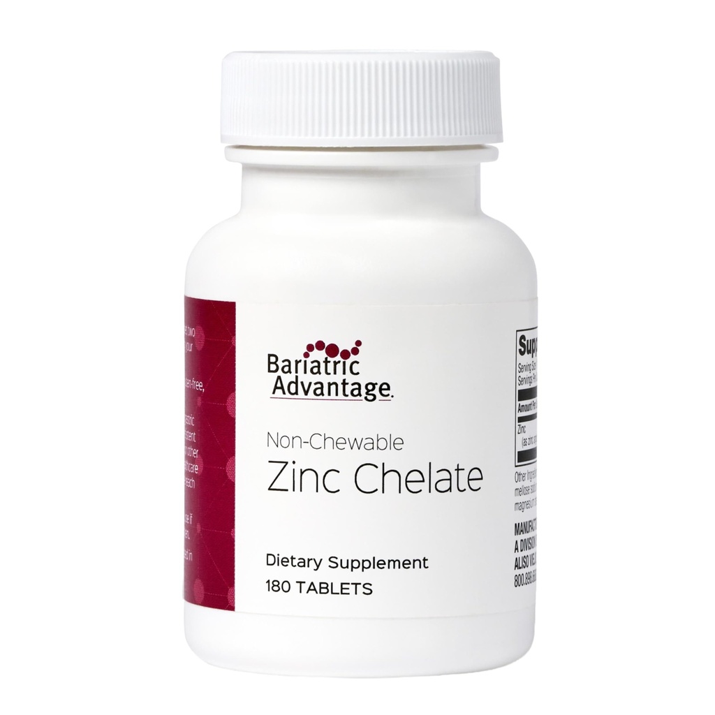 Persediaan Bariatrik Tak Bisa Disajikan Zinc - Sangat Absorbable - 20 mg Zing Arginine & Glycine - Tablet untuk Pasien Bedah Bariatrik - 180 Count