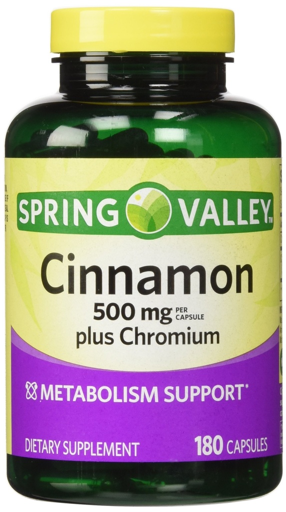 Spring Valley - Cinnamon 500mg Plus Chromium, Twin Pack, 2 Botol 180 Kapsul