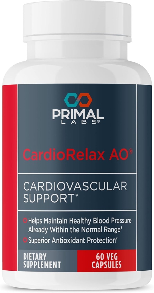 Primal Health CardioRelax AO - Koenzim Q10 Formula, Bioperine + Olive Leaf Extract - 60 Capsules