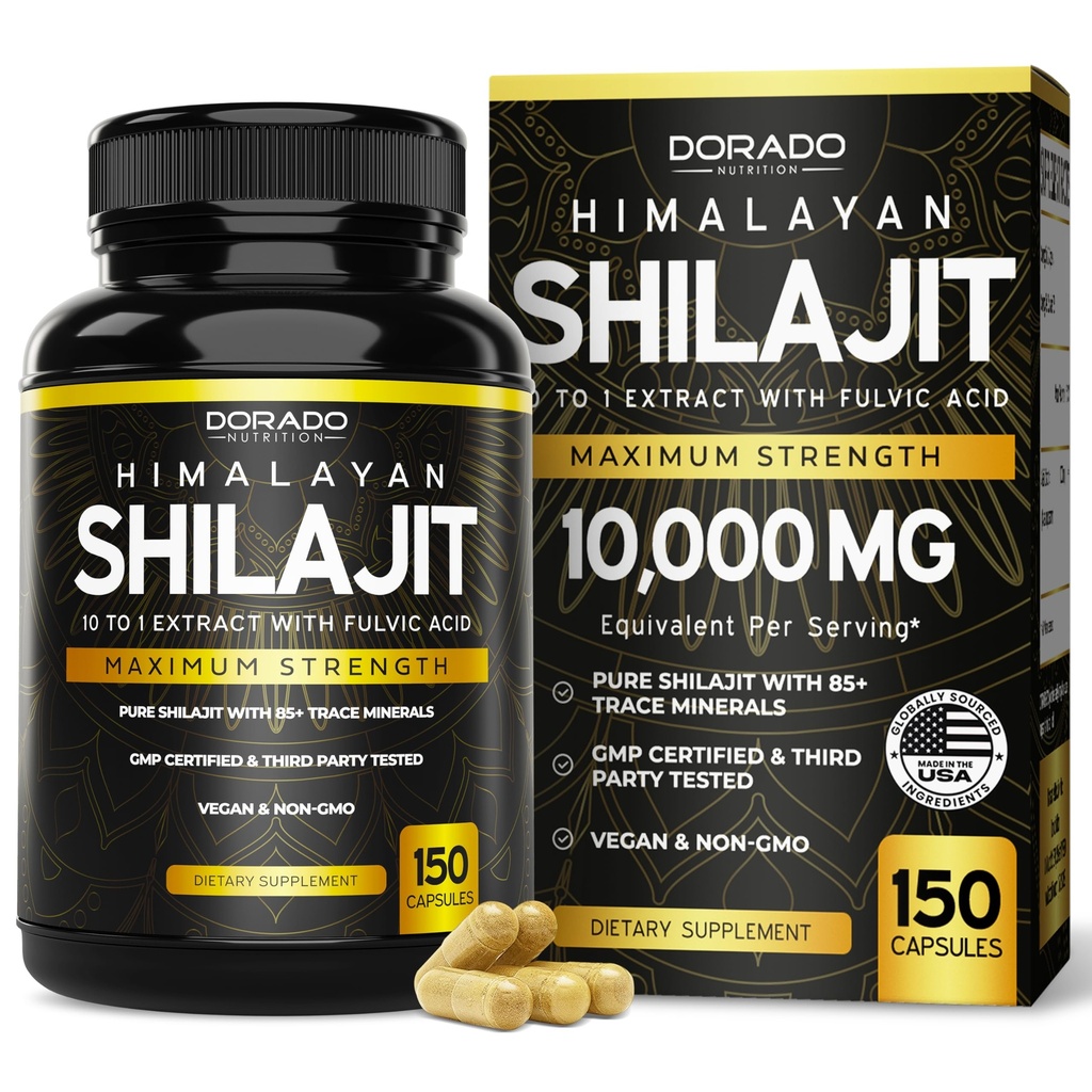 Shilajit Capsules dengan 85 + Trace Mineces (75 Hari Supply, 1000mg Ekstrak per Serving) Himalaya Shilayan Shilajit untuk Pria & Perempuan dengan Acid Fulvic - Persediaan Partai Ketiga, Non GMO, Vegan & USA Dibuat