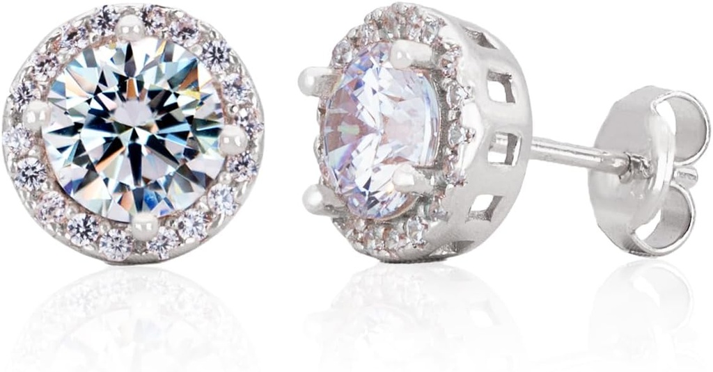 Sterling Silver Handmade Zircon Gemstone Hao 9mm Stud Earrings