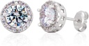 Sterling Silver Handmade Zircon Gemstone Hao 9mm Stud Earrings