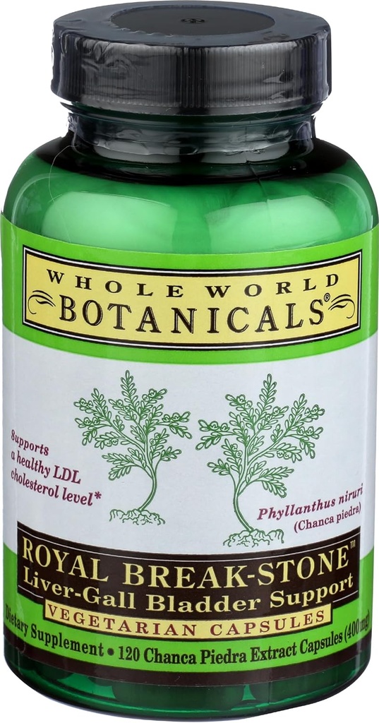 Seluruh Dunia Botanicals Royal Chanca Piedra (Break- Stone) Liver Gall Bladder Dukungan - 400 mg - 120 Vegetarian Capsules