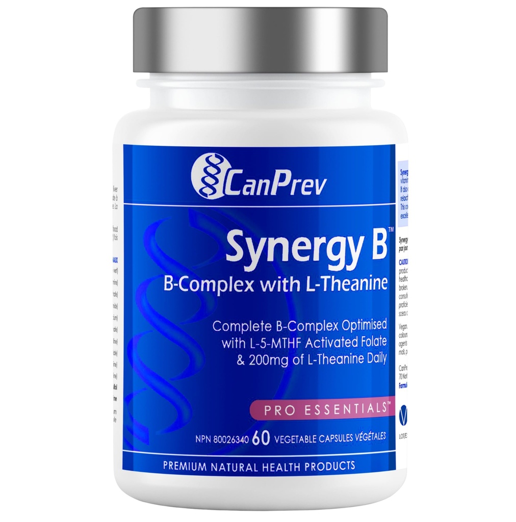 Kompleks B CanPrev Synergy dengan L- Theanine 60 Capsules 30- Day Supply - Progress Mental Relaxation, Improve Energy, Cognitive Clarity dan Dukung Tubuh & Mind - Vegan, Non-GMO dan Gluten- Free