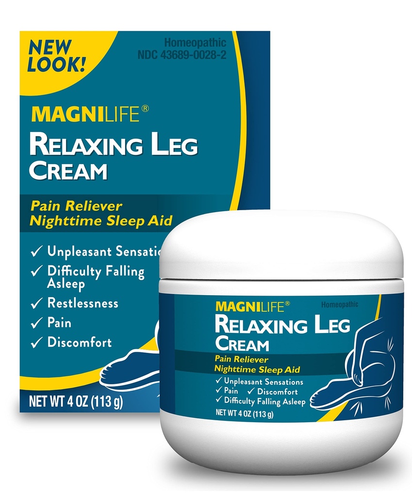 MagniLife Relaxing Leg Cream, Restless Legs, Deep Tenepting Topical for Pain, Course Soothe Cramping, Discomfort, and Tossing with Lavender and Magnesium - 4oz