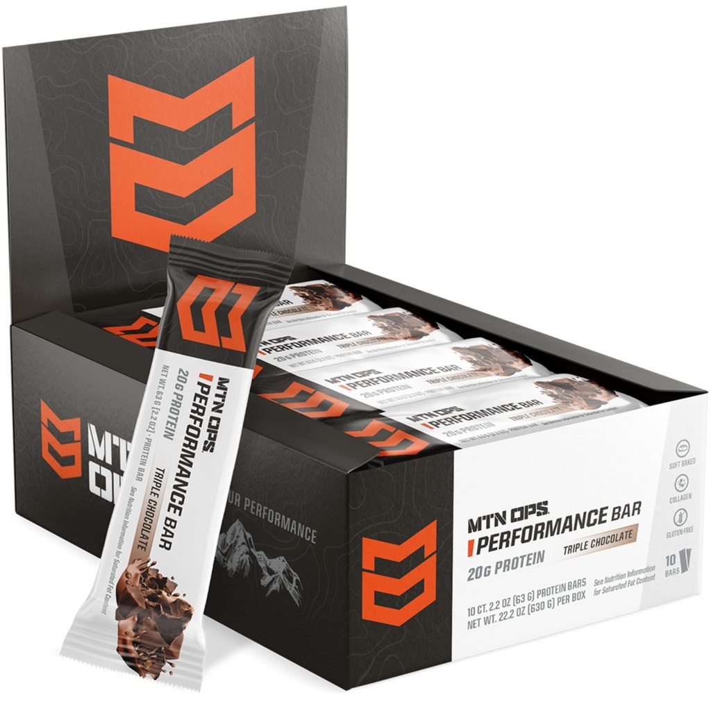 MTN OPS Triple Chocolate Mudslide Protein Bars, High Protein dengan Whey Isolate & Whey Konsentrasi dan Collagen, Gula Rendah, Gluten Bebas, 10 Cacah