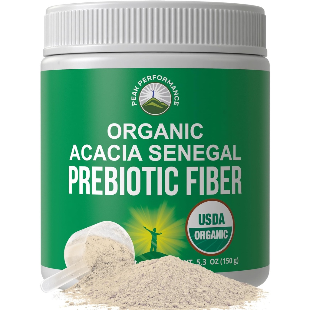 Acacia organik Acenegal Prebiotic Fiber Powder. Tanaman Organik USDA yang tidak bercita-rasa Berdasarkan Sutra Vegan Pregren Gut Suplemen Kesehatan Dengan Enzymes Digeptical. HSA + FSA Eligly Vitamin Only List Approved