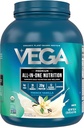 Vega Organik All-inOne Vegan Powder French Vanilla (43 hamba) Superfood Ingredials, Vitamin untuk Dukungan Keto Friendly, Pea Protein untuk Perempuan & Men, 3.10lbs (Paket 6)