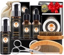 XIKEZAN Beard Kit for Men Grooming & Care w / Beard Conditioner, Wash, Oil, Balm, Brush, Comb, Anugerah Ulang Tahun Bagi Pria-Nya Suami Suami Suami Suami pacar Hadiah Natal Mens Stocking Stuffers