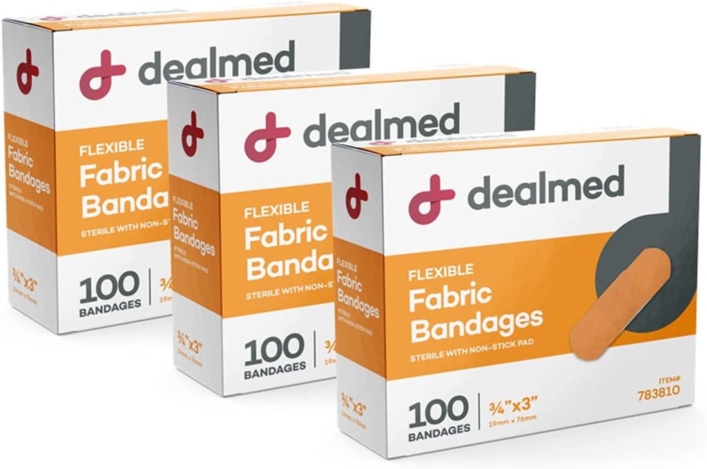 Adhesive Bandages (100 Cacah) Perban dengan Banding Non-Stick Pad, Latex Free, Weund Care for First Aid Kit, 3 "x 3 / 4"