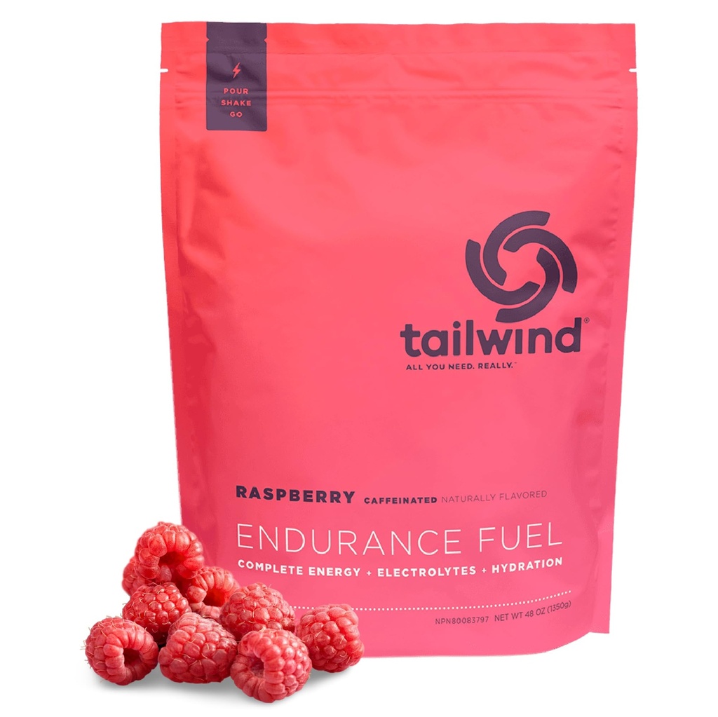 Tailwind nutrition Endurance Fuel, Carbohydrate & Electrolite Sports Drink Powder, Gluten- Free, Vegan, Raspberry Buzz, 50 Servis (Caffeinated)