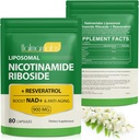 NAD + Tambahan dengan Nicotinamide Riboide- Lipomal Nicotinamide Ribside 900Mg, Suplai Reveratrol NAD Tinggi untuk Anti- Aging, Energi, Katup-80