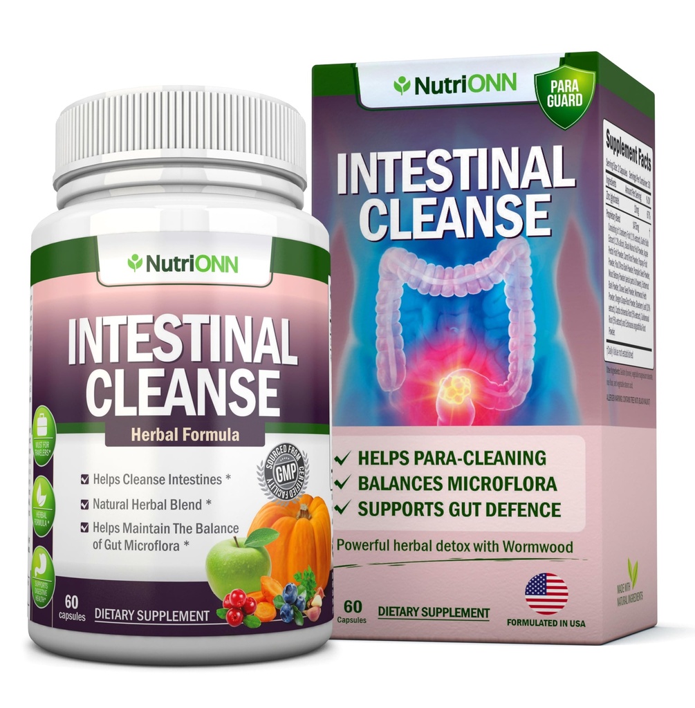 Instinal Cleanse - All Natural Herbal Detox Formula - Full 10- Day Detox Program - Wormwood, Cranberry, Paul D 'Arco, Goldenseal, Garlic, Black Walnut Hull, Echinacea dan 10 Lainnya Ingrediment Natural
