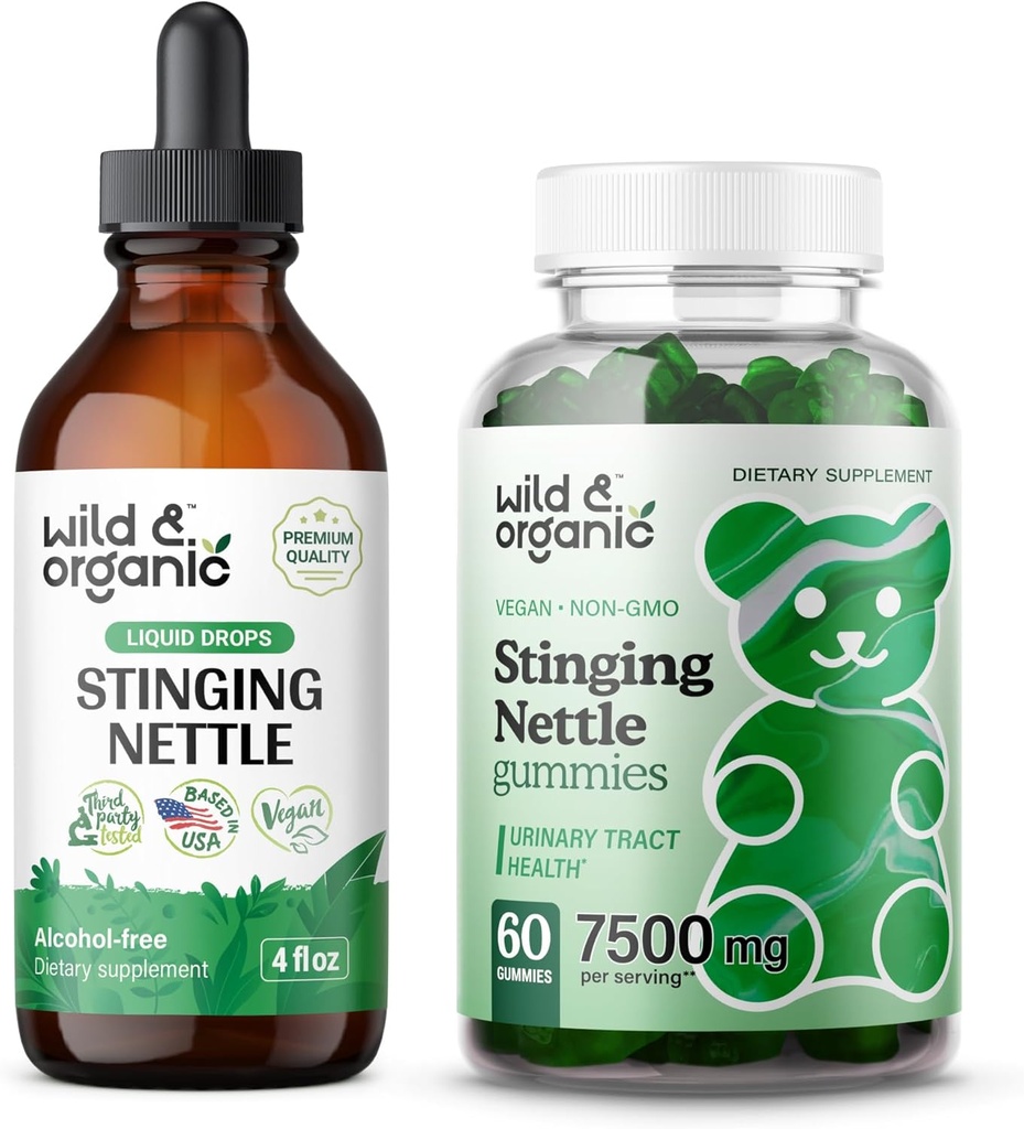 Wild & Organic Stinging Nettle Root Ticture 4 fl oz & Stinging Nettle Root Gummies