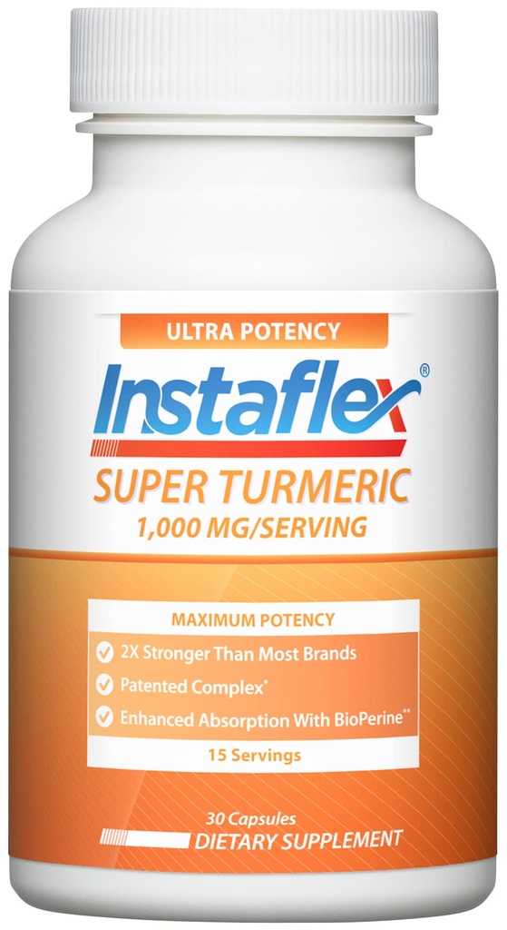 Instralex Super Turmeric - 10000mg Turmeric Curcumin dengan BioPerine, Black Pepper Extract, 95% Curcuminoid, 30 Count