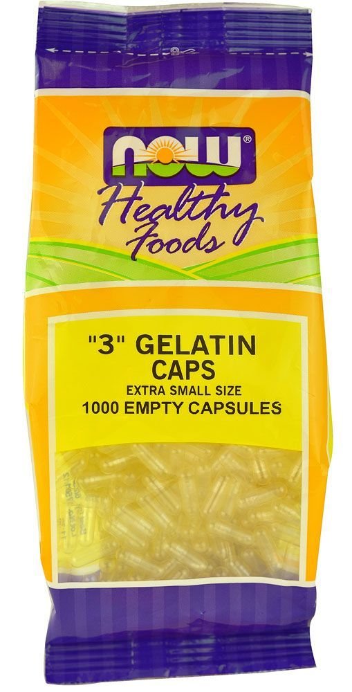 NOW Foods - Gelatin Kosong Kapsul '3' Ukuran (Ukuran Kecil Ekstra) - 1000 Gelcaps
