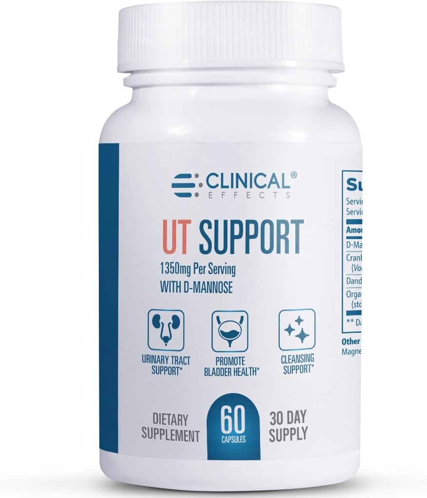 Efek klinis UT Dukung Natural Cleanse and Urinary Trakte Health Support - D- Mandelion, Dandelion, Hibiscus dan Cranberry Pil untuk Perempuan - 60 D Mannose Capsules - Dibuat di USA