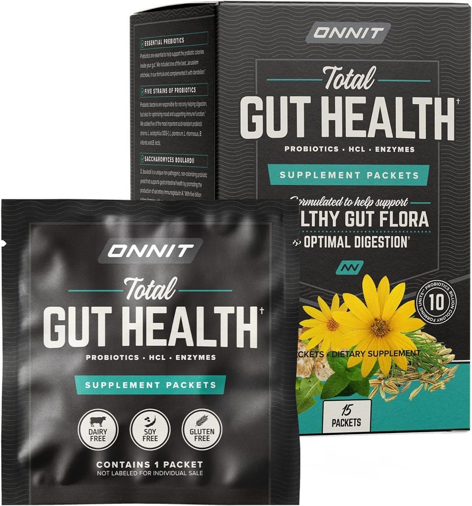 Full Gut Health: Daily Prebiotic, Probiotic, and Digetical Enzyme Packet (15 Pack)