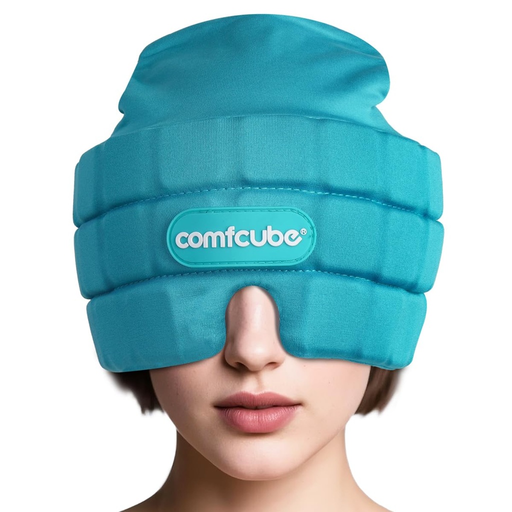 Migraine & Headache Relief Ice Cap, 2 Hours Long Lasting Cold Therapy Wearable & Washable Form Fitting Ice Hat untuk Sinus & Stress Relief, Puffy Eyes, Migraines parah, Kemo