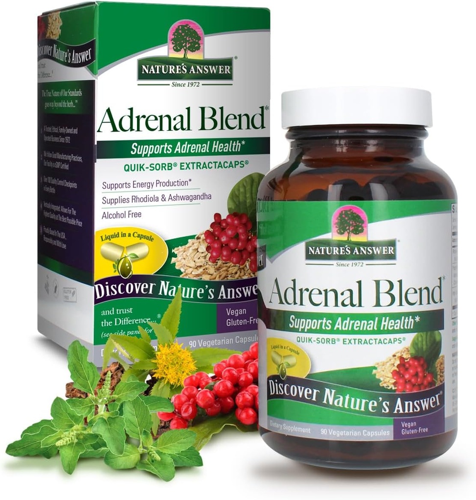 Nature 's Respon Extracaps Adrenal Blend Stress Away Vegetarian 90 Capsules Vegan Herbal Combination Diet Supplemen No Harm