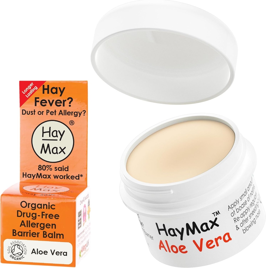 HayMax Allergen Barrier Balim - Aloe Vera 0.17 lf oz - Organik, Natural & Non-Drowsy Hay Fever & Allergy Relief Balm - Blocked Pollen & Other Allergen Particles - Great for Dewasa, Anak-anak & Pregnant