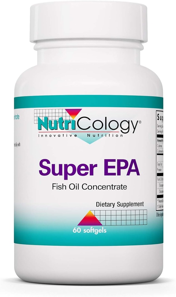 Nutricology Super EPA - Omega 3 Tambahan, Fish Oil Konsentrasi, EPA, DHA, Omega 3 Fatty Acids, Sustainably-Sournable Anchovies, Softgel - 60 Count