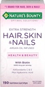 Nature 's Bounty Optimal Solusi Rambut Skin & Nails Ekstra Kekuatan Softgels, 150 Cacah