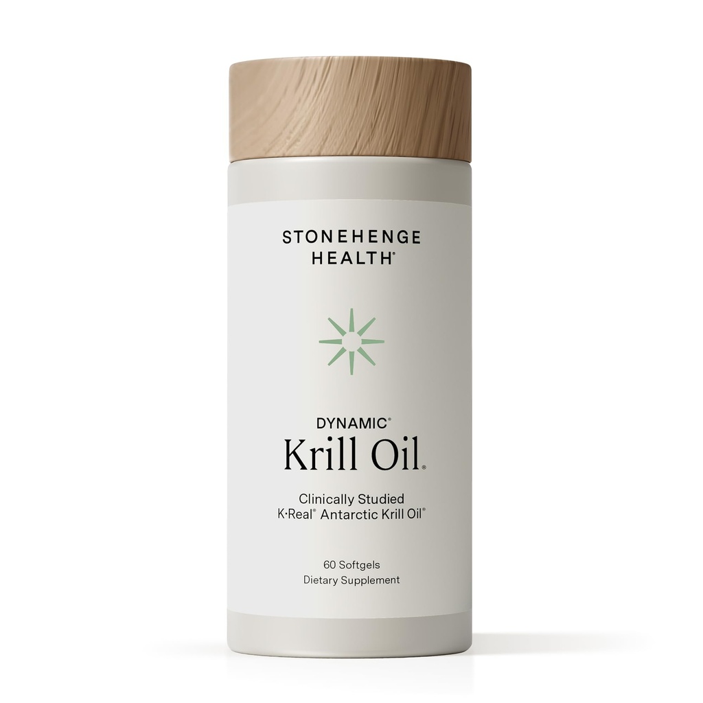 Stonehenge Health Dynamic Krill Oil 1600mg - Triple Strength Antarctic Omega- 3 Suplement with EPA, DHA, Phospholipids & 2mg Astaxanthin - Supports Heart, Brain, Skin, Joint & Eye Health - 60 Softgels